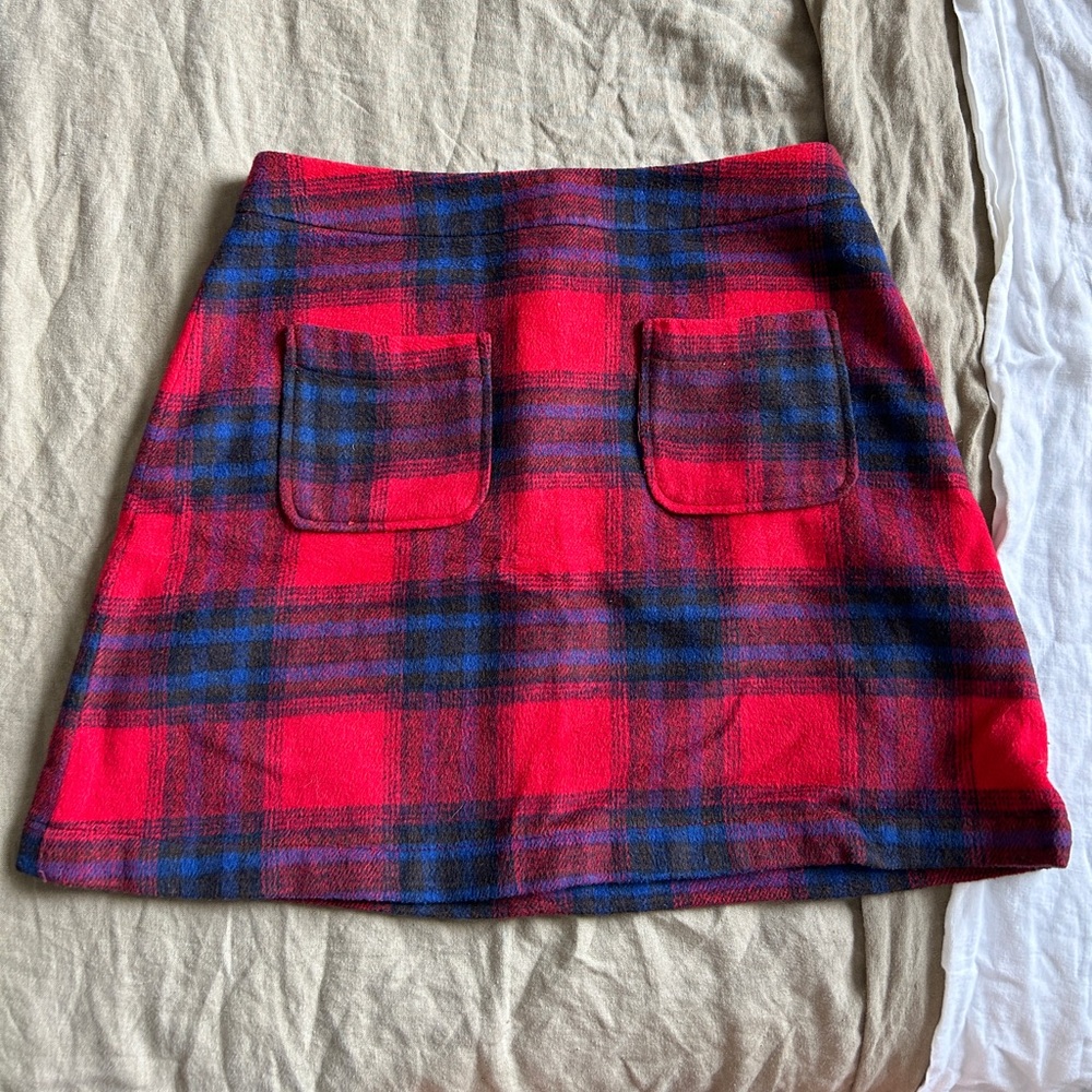 Wool Blend Free Press Plaid Skirt